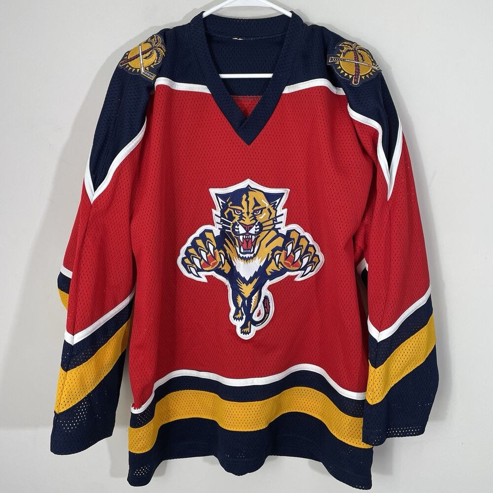 Florida Panthers Vintage 90s CCM Red NHL Hockey Jersey Mens Large Shoulder Patch